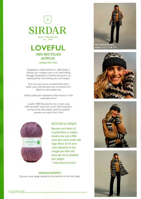 Crochet Pattern - Sirdar 10769 - Loveful DK - Ladies Hat, Scarf & Mittens